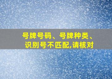 号牌号码、号牌种类、识别号不匹配,请核对