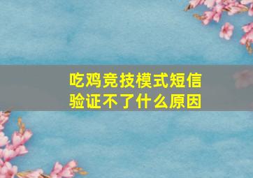 吃鸡竞技模式短信验证不了什么原因