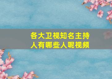 各大卫视知名主持人有哪些人呢视频