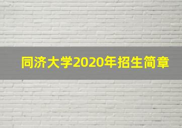 同济大学2020年招生简章