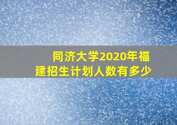 同济大学2020年福建招生计划人数有多少