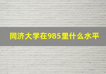 同济大学在985里什么水平