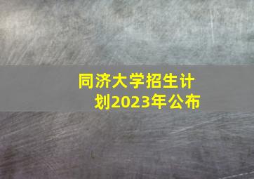 同济大学招生计划2023年公布