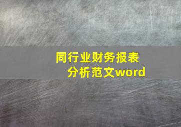 同行业财务报表分析范文word