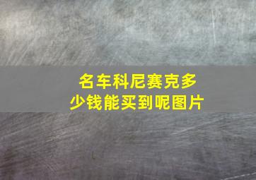 名车科尼赛克多少钱能买到呢图片