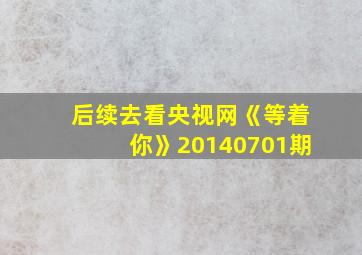 后续去看央视网《等着你》20140701期