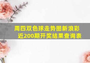 周四双色球走势图新浪彩近200期开奖结果查询表