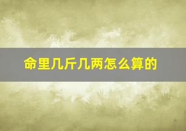 命里几斤几两怎么算的