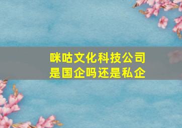 咪咕文化科技公司是国企吗还是私企