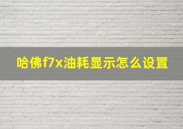 哈佛f7x油耗显示怎么设置