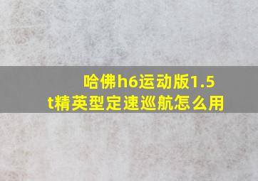 哈佛h6运动版1.5t精英型定速巡航怎么用