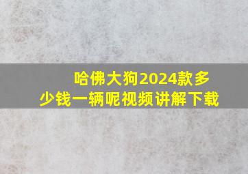 哈佛大狗2024款多少钱一辆呢视频讲解下载