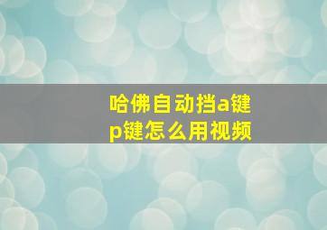 哈佛自动挡a键p键怎么用视频