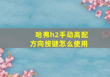 哈弗h2手动高配方向按键怎么使用