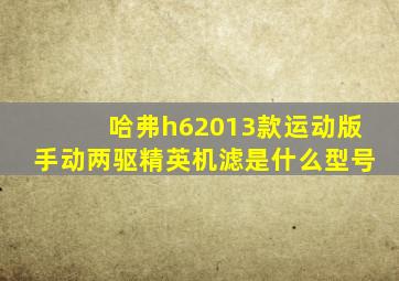 哈弗h62013款运动版手动两驱精英机滤是什么型号