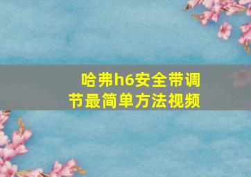 哈弗h6安全带调节最简单方法视频