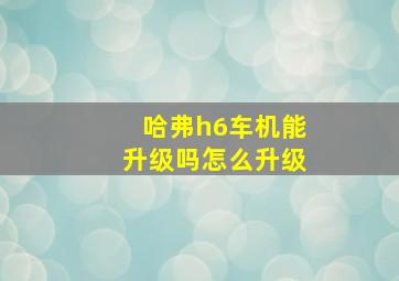 哈弗h6车机能升级吗怎么升级