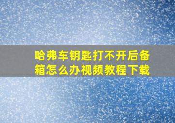 哈弗车钥匙打不开后备箱怎么办视频教程下载