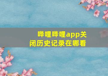 哔哩哔哩app关闭历史记录在哪看