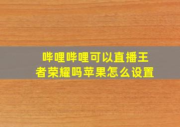 哔哩哔哩可以直播王者荣耀吗苹果怎么设置