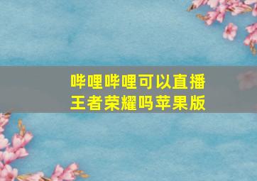 哔哩哔哩可以直播王者荣耀吗苹果版