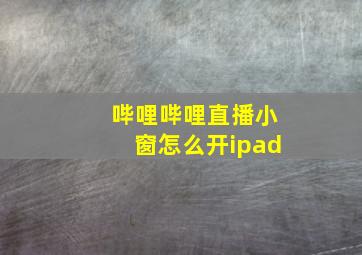 哔哩哔哩直播小窗怎么开ipad