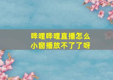 哔哩哔哩直播怎么小窗播放不了了呀