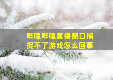 哔哩哔哩直播窗口捕捉不了游戏怎么回事