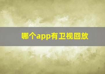 哪个app有卫视回放