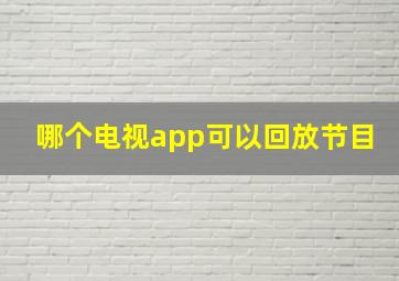 哪个电视app可以回放节目