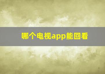 哪个电视app能回看