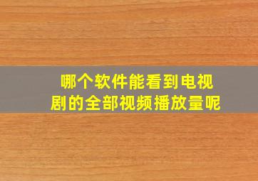 哪个软件能看到电视剧的全部视频播放量呢