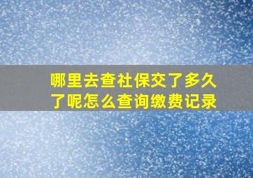 哪里去查社保交了多久了呢怎么查询缴费记录