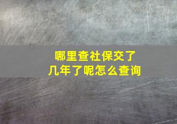 哪里查社保交了几年了呢怎么查询