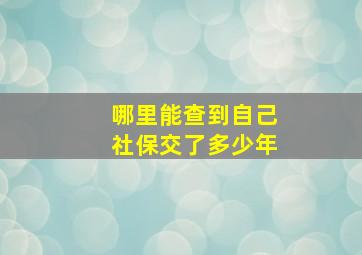 哪里能查到自己社保交了多少年