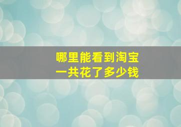 哪里能看到淘宝一共花了多少钱