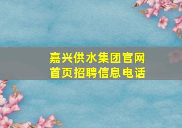 嘉兴供水集团官网首页招聘信息电话