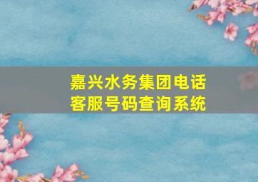 嘉兴水务集团电话客服号码查询系统