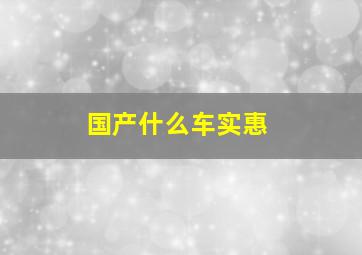 国产什么车实惠