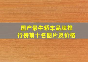 国产最牛轿车品牌排行榜前十名图片及价格