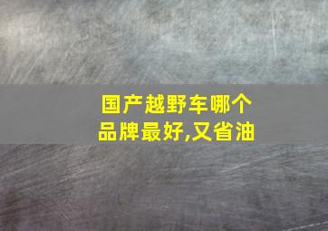 国产越野车哪个品牌最好,又省油