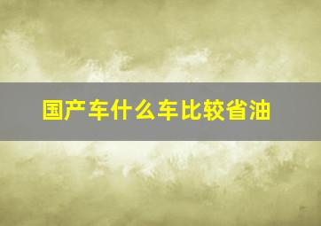 国产车什么车比较省油