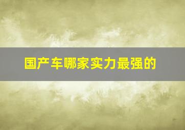 国产车哪家实力最强的