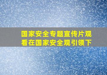 国家安全专题宣传片观看在国家安全观引领下