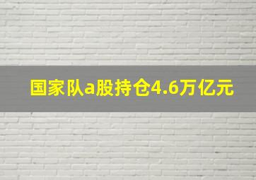 国家队a股持仓4.6万亿元