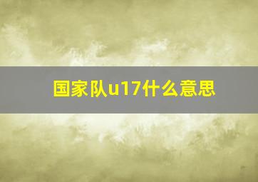 国家队u17什么意思