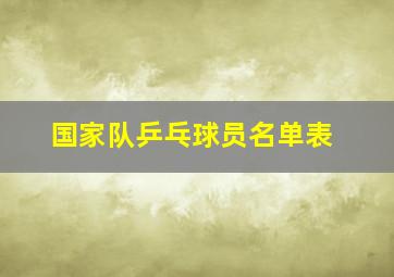 国家队乒乓球员名单表