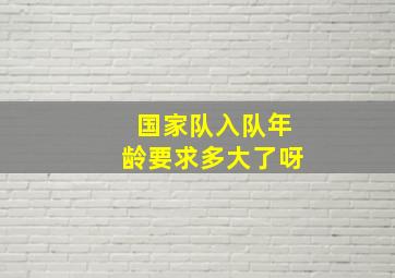 国家队入队年龄要求多大了呀