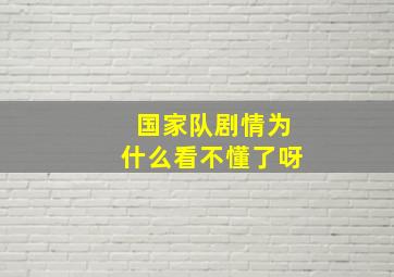 国家队剧情为什么看不懂了呀