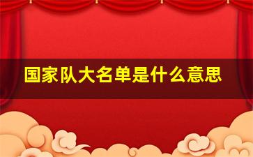 国家队大名单是什么意思